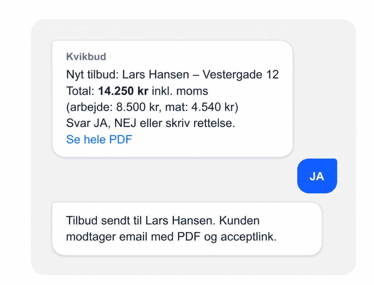 Godkend tilbud med SMS